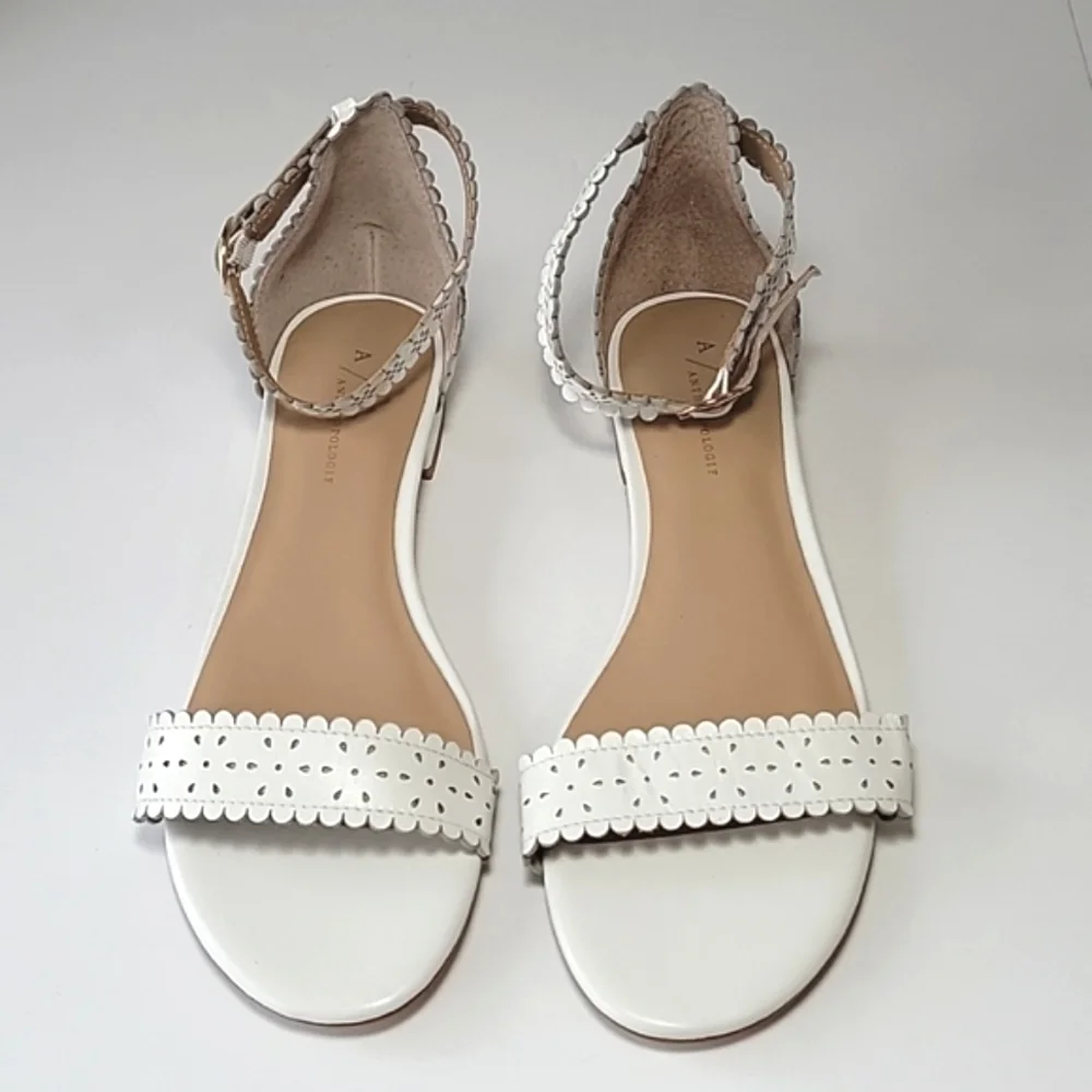 New, Anthropologie wrap around white eyelet leather  sandal  women's size 10